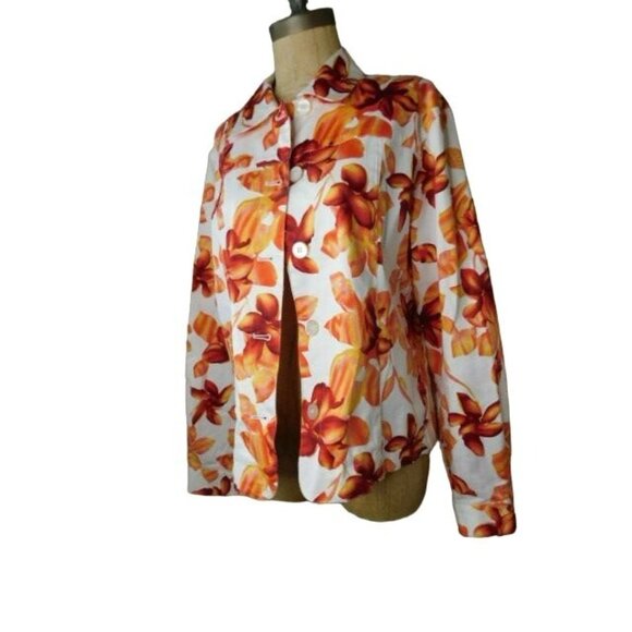 Coldwater Creek Size L Large Floral Print Button Front Long Sleeve Jacket - Picture 2 of 2
